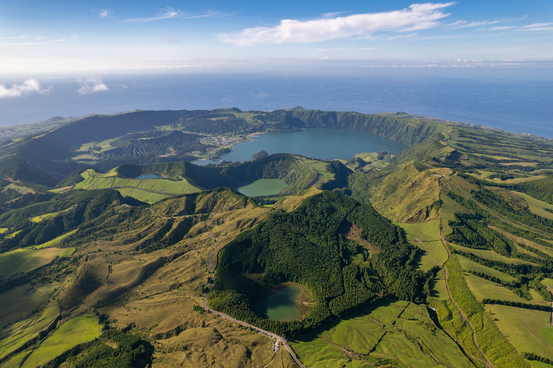 Vista aérea das Sete Cidades